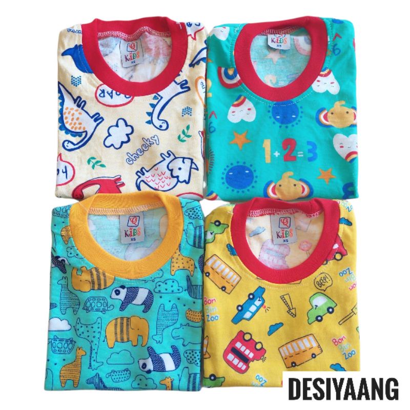 Piyama Bayi Qkids Size Xs usia 1 tahun lengan lengan pendek celana panjang bahan libby