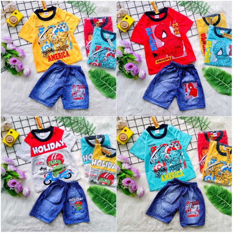 (ECER TERMURAH) Dobitus pendek baju anak cowok size 2-6th