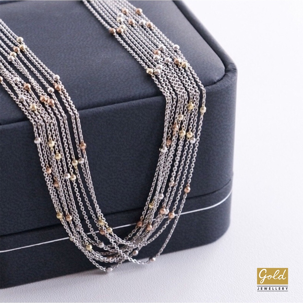 Kalung emas putih kadar 750 17k model jedar 3 warna