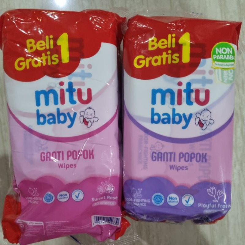 Mitu Tissue Basah Baby 50'S (Buy 1 get 1 ) Tisu mitu Beli 1 Gratis 1 Ganti Popok