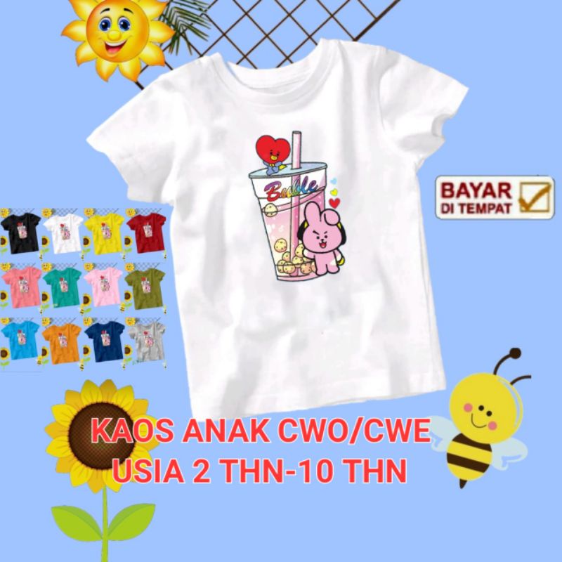 KAOS ANAK CWO/CWE USIA 2 THN-10 THN (bt21)