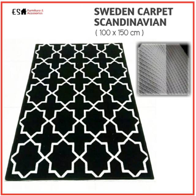 SWEDEN CARPET / Karpet Scandinavian Hitam Hits