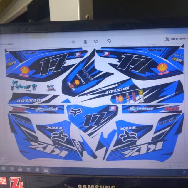 Klx lama decal, grafis biru