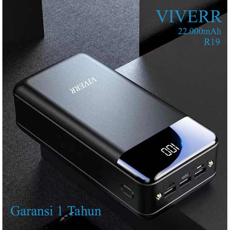 Powerbank VIVERR R19 kapasitas 60.000 mAh Original Cocok buat semua merek HP Gadget Garansi 1 Tahun.