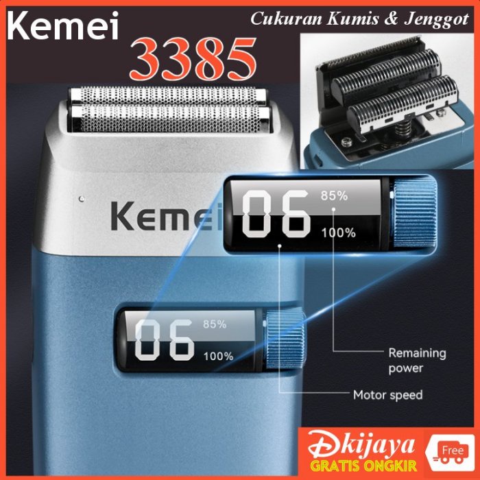 KEMEI 3385 Original Alat Cukur Rambut Hair Clipper Razor Shaver Twin Blade Trimmer Botak KM3385 KM3385