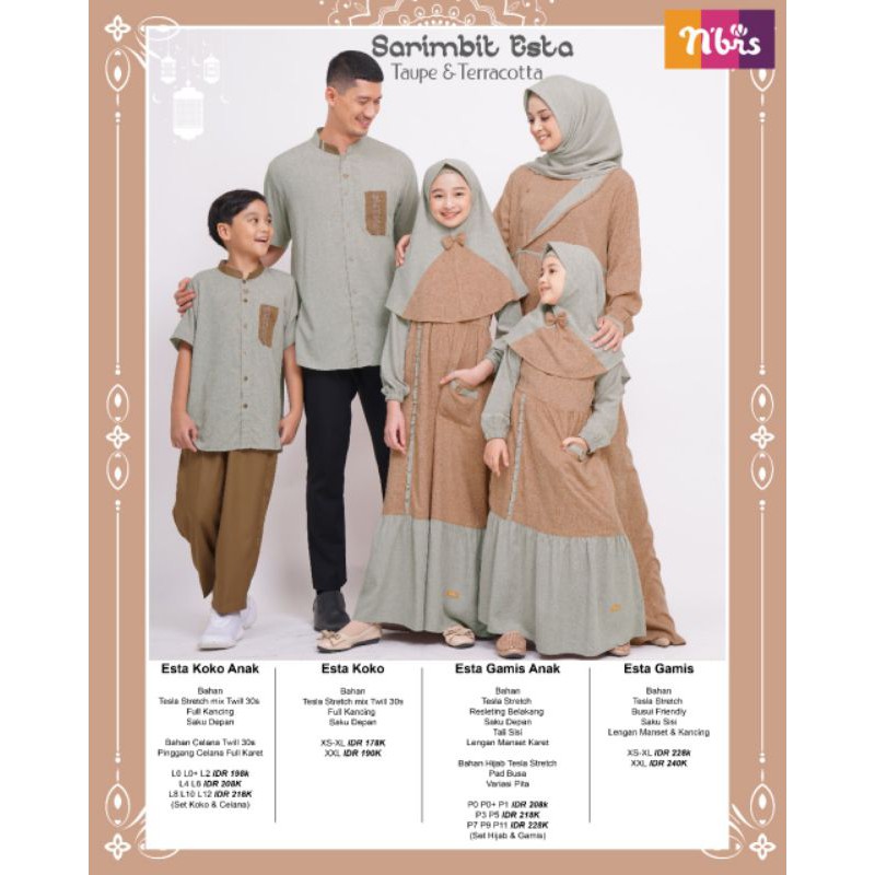 Nibras Sarimbit Esta Teracotta / Sarimbit Nibras 2021 / Baju Couple Katun / Baju Keluarga / Terbaru