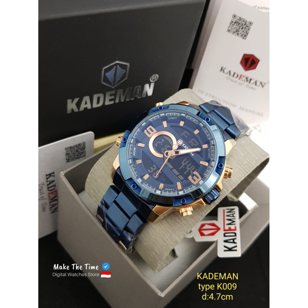 Jam Tangan Pria Doubletime Kademan K009 Rantai Stainless Steel Original Waterproof