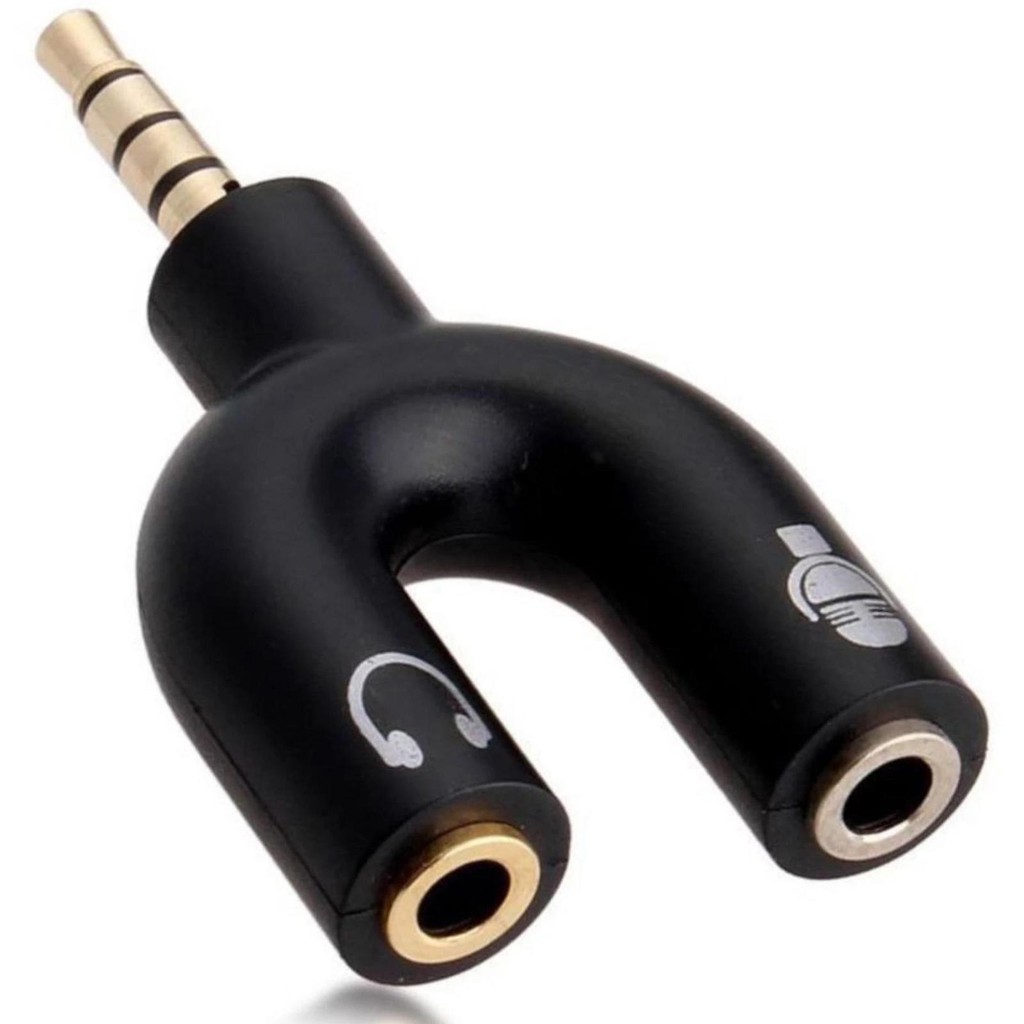 Audio Splitter U Jack 3.5 mm to dual female U Shape 2 in 1 ( Mic &amp; Audio ) Connector