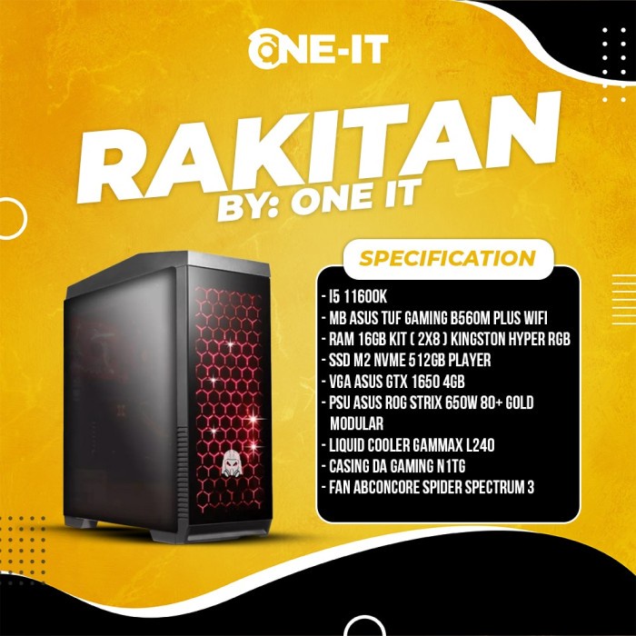 PC Rakitan i5 11600K | gtx 1650 | RAM 16 GB | SSD 512 GB