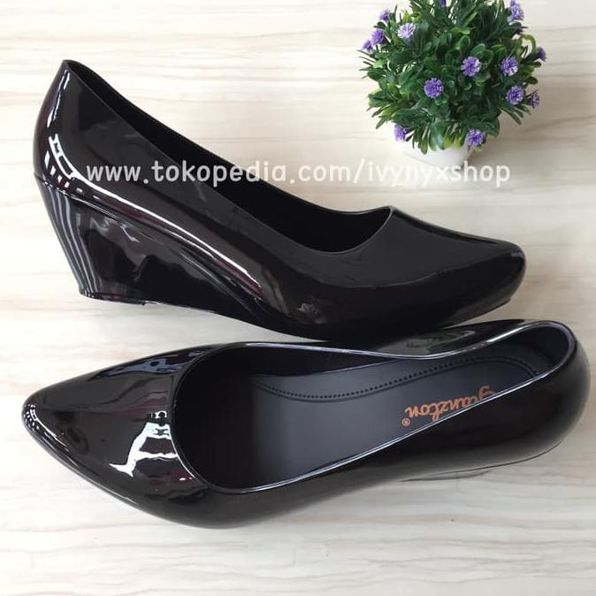 ❤️ KREDIT WEDGES WANITA MURAH❤️ ALADIN JELLY SHOES GLOSSY WEDGES PROMO