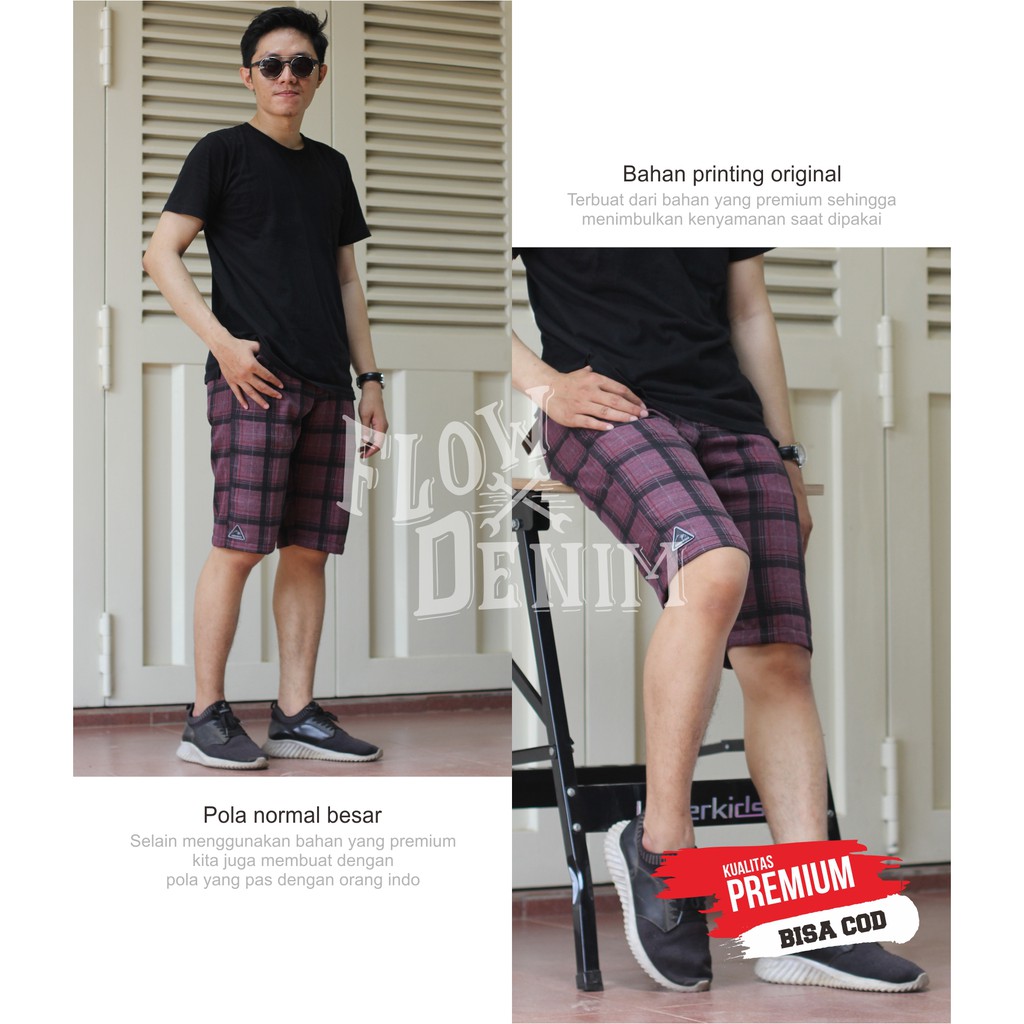 Celana Tartan Cowok Terbaru - Celana Tartan Kotak Pria - Celana Tartan - Tartan Kotak Flow Denim