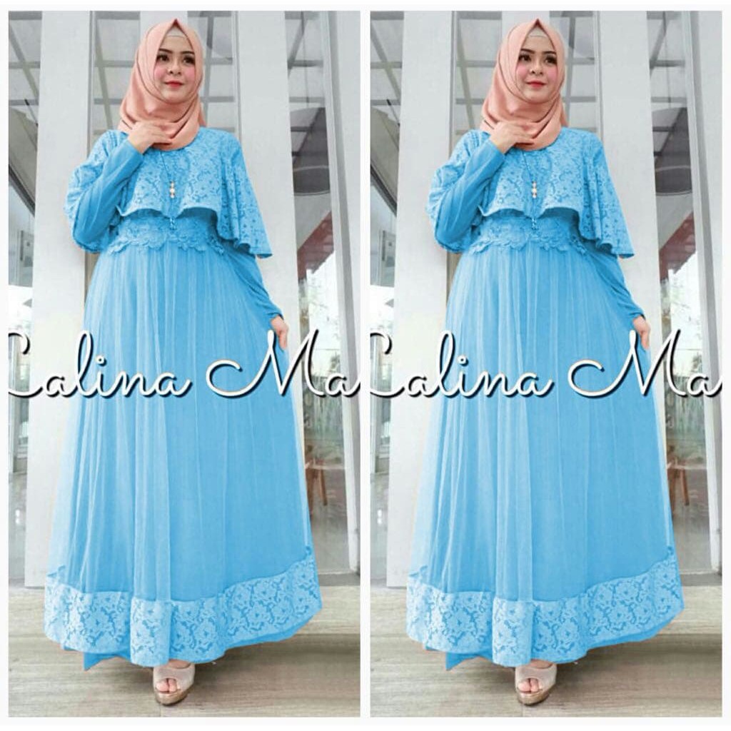 ( SUMBER GROSIR ) 0028  GAMIS CANTIK  KEKINIAN CALINAMA  BIRU MUDA