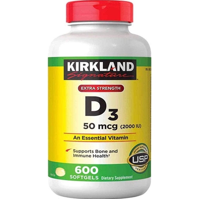 Kirkland Vitamin D3 50 mgc 2000 IU - 600 Softgel - Import USA