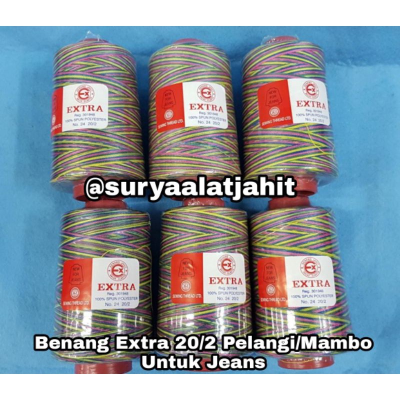 Benang Extra 20/2-3000Y Pelangi untuk variasi =rp.45.000/1pcs