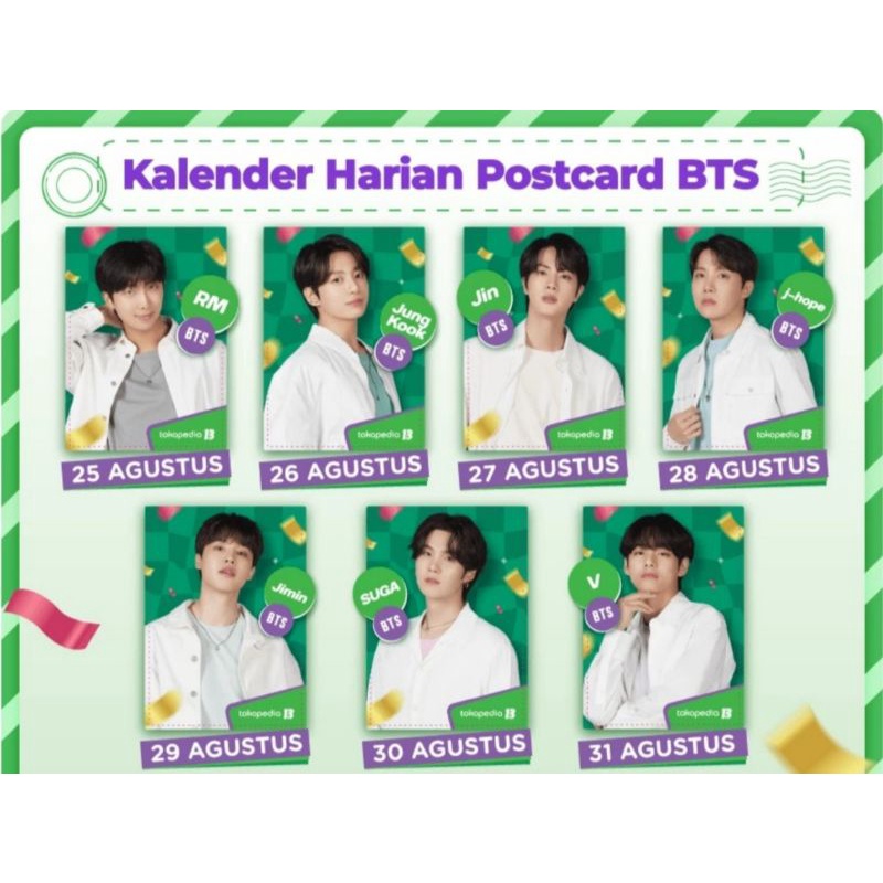 POSTCARD BTS X TOKO HIJAU RM, JIN, SUGA, JHOPE, JIMIN, TAEHYUNG V, JUNGKOOK