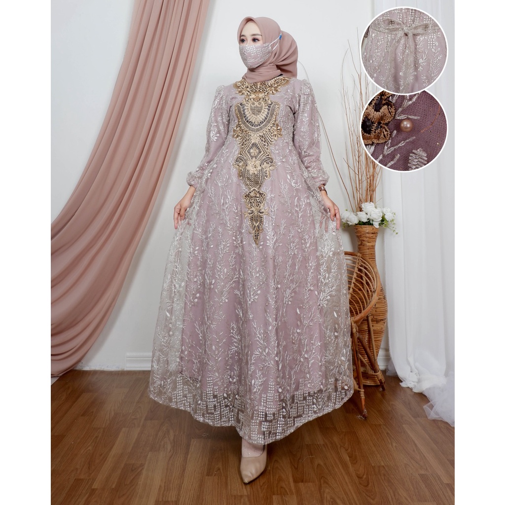 Gamis najwa | Dress pesta | Gamis brukat jumbo Size | Baju kebaya oufit kekinian modis elegan dan cantik kondangan lamaran wisuda tunangan