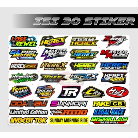 [ 30 PCS ] STICKER HEREX - Stiker Herex Stiker Motor Racing Isi 30 - Stiker motor helm herex - Racin
