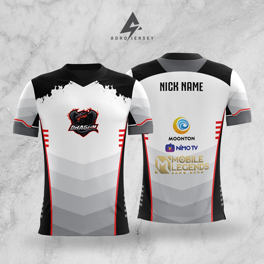 Jersey Gaming ML, FF, PUBG, dll Custom Full Printing (FREE DESAIN & NICKNAME ,LOGO ,DLL)
