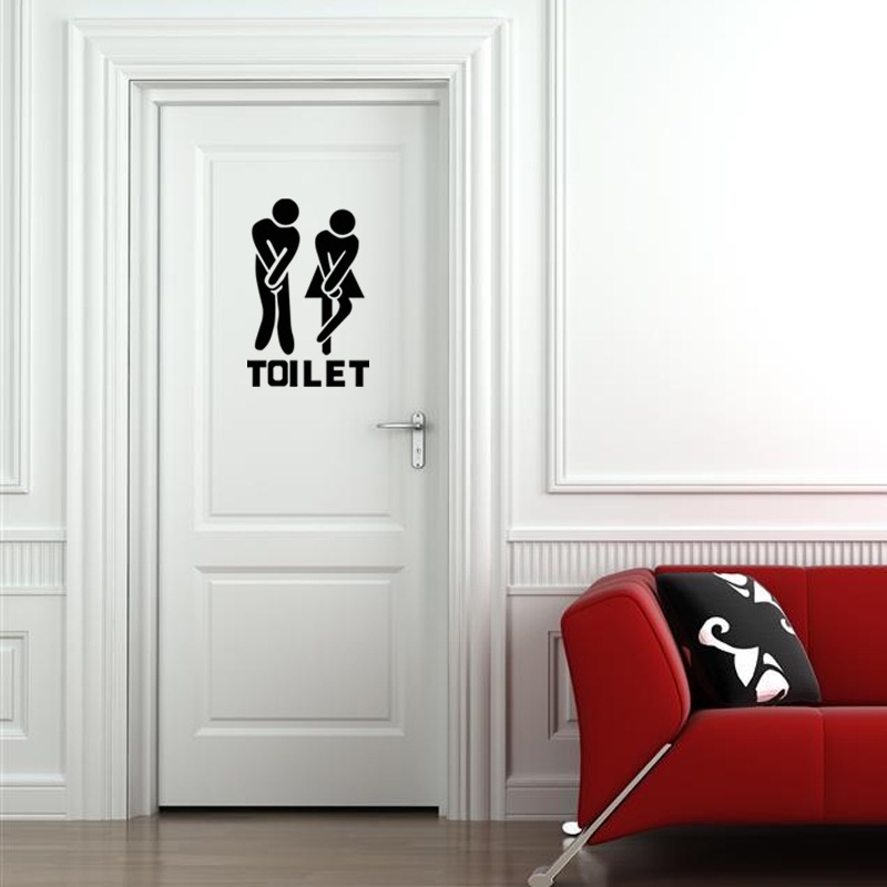 Stiker Pintu Toilet Ukuran 13x18cm Tahan Air Untuk Dekorasi Kamar Mandi