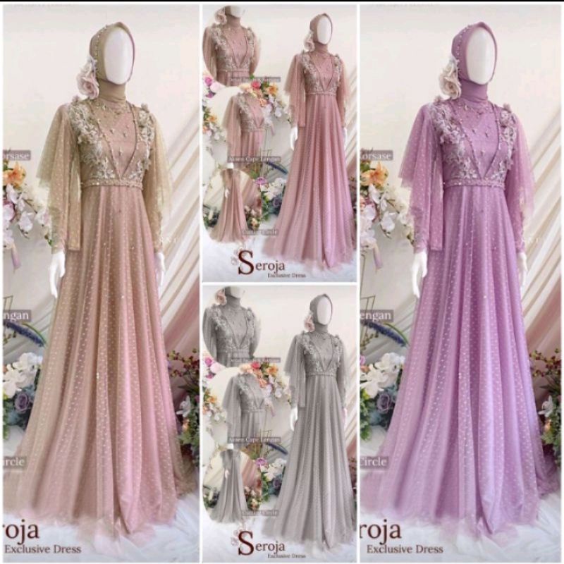 DressBrukatSenjaAksesoriesMutiara/GamisPestaMuslimMewah