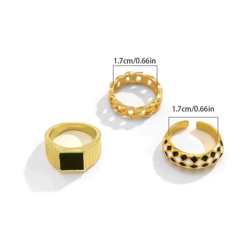 Mxbeauty Set Cincin Geometris Punk Unik Cinta Hati Untuk Unisex Hollow Checkerboard Kepribadian Gaya Korea Jari Ring