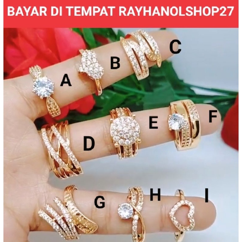 PERHIASAN WANITA DEWASA DAN REMAJA CINCIN TITANIUM ANTI KARAT LAPIS EMAS 18 K