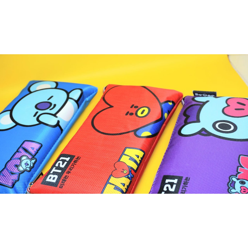 PAKET KOTAK PENSIL KANVAS BT21 1 SET 6 VARIANT TERMURAH KUALITAS IMPOR TEMPAT PENSIL BTS LENGKAP