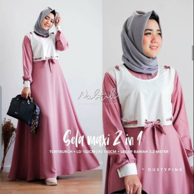 Long Dress Sela Maxy 2 in 1, (ori by Nabtik).
