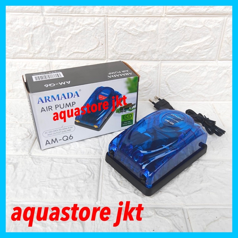 MESIN AERATOR 2 LUBANG ARMADA AM Q6 BIRU AERATOR AQUARIUM MESIN AERATOR AQUARIUM GELEMBUNG UDARA