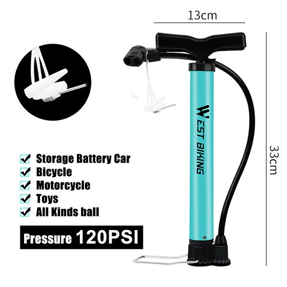 West Biking Pompa Angin Ban Sepeda Bola 120 PSI - YP0711 - Blue