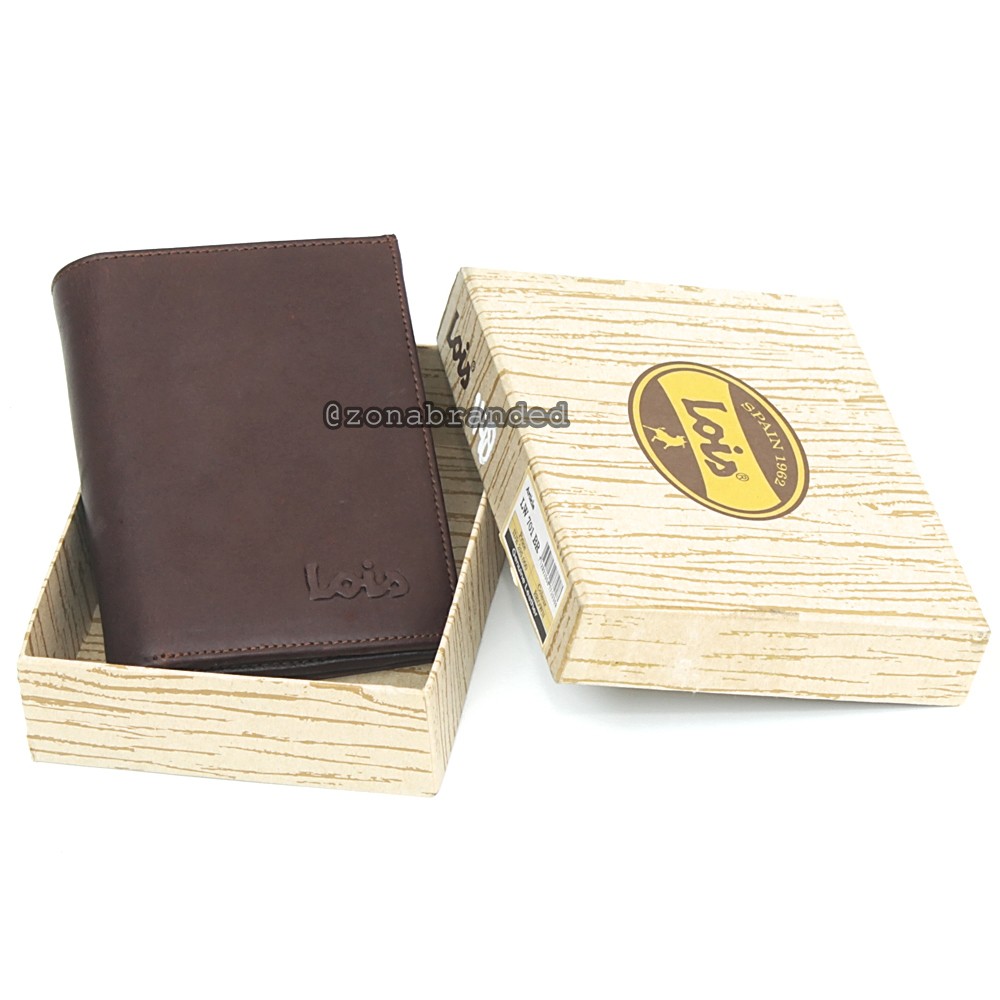 Dompet kulit berdiri pria branded original lois - LW 701 Brown