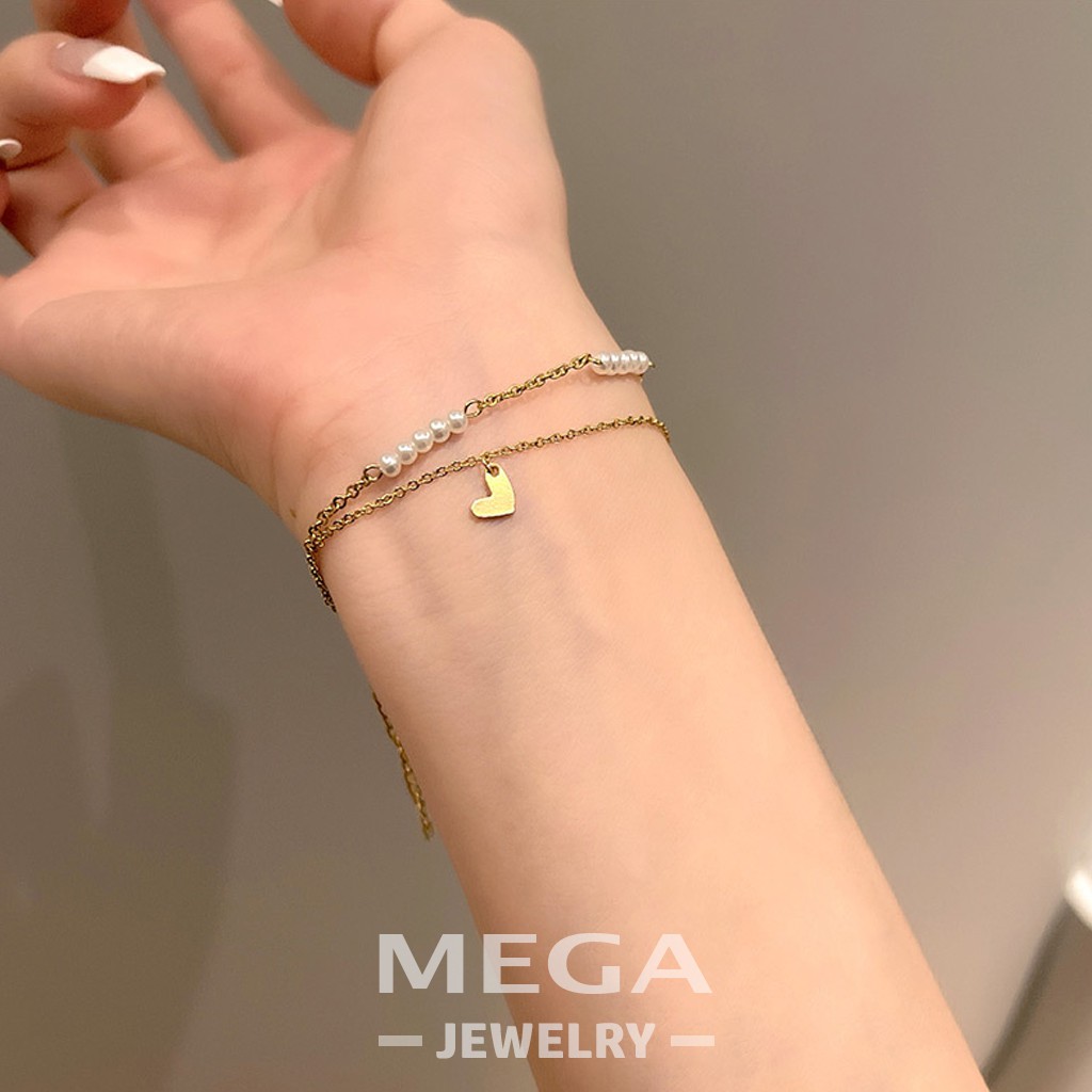 Gelang Wanita Rantai 2 Layer Titanium S141 Gold Anti Karat/Fashion Wanita Kualitas Tinggi/Perhiasan Cantik/Mega Jewelry-2