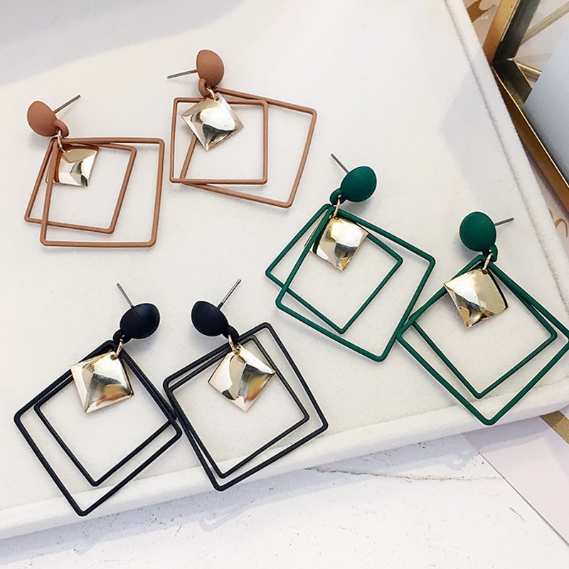 Anting Panjang Rumbai Geometris Bahan S925 silver needle Gaya Korea