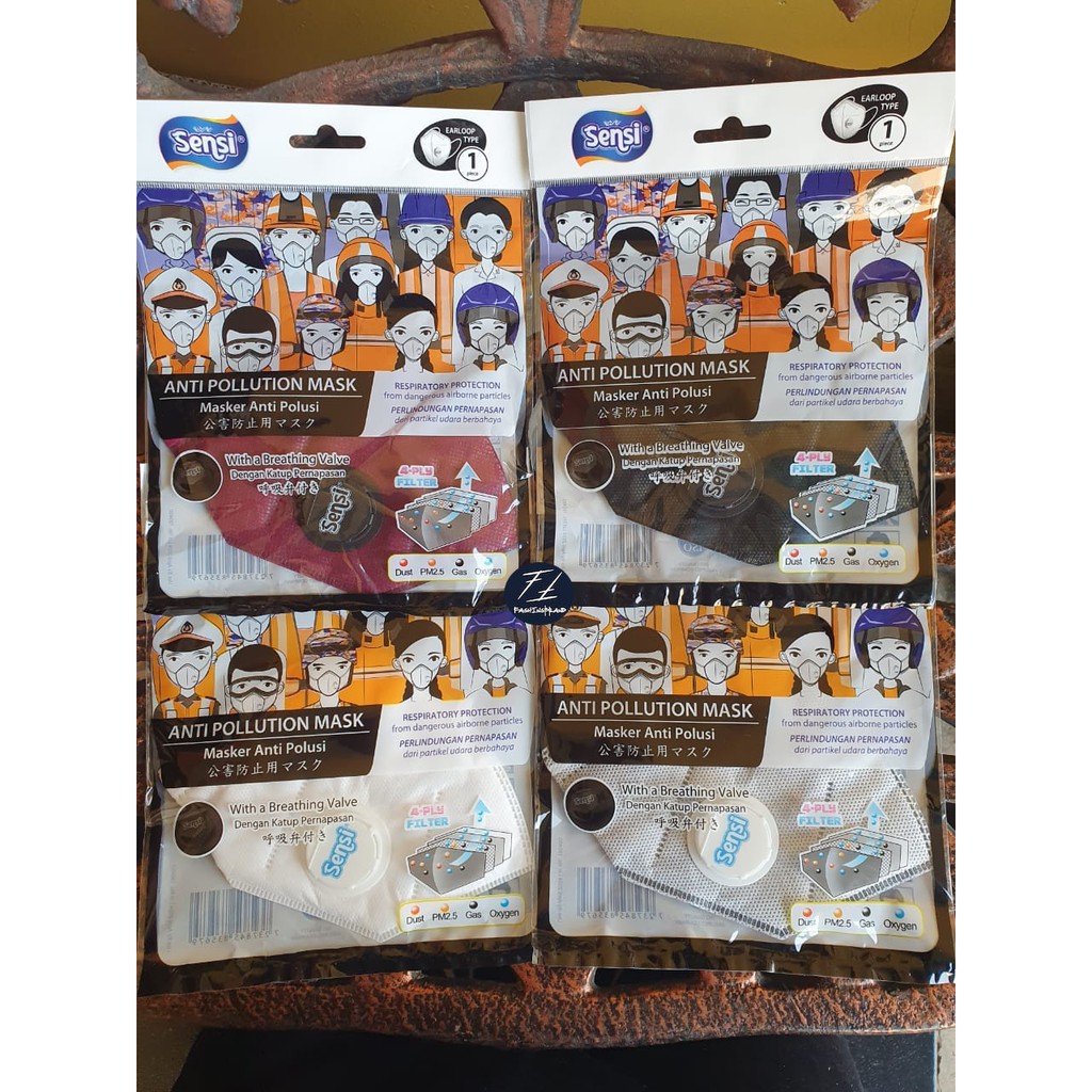 Masker SENSI 4 Ply Anti Pollution Polusi Katup Valve 3M N95 KN95 ORI BARU SEGEL GARANSI UANG KEMBALI