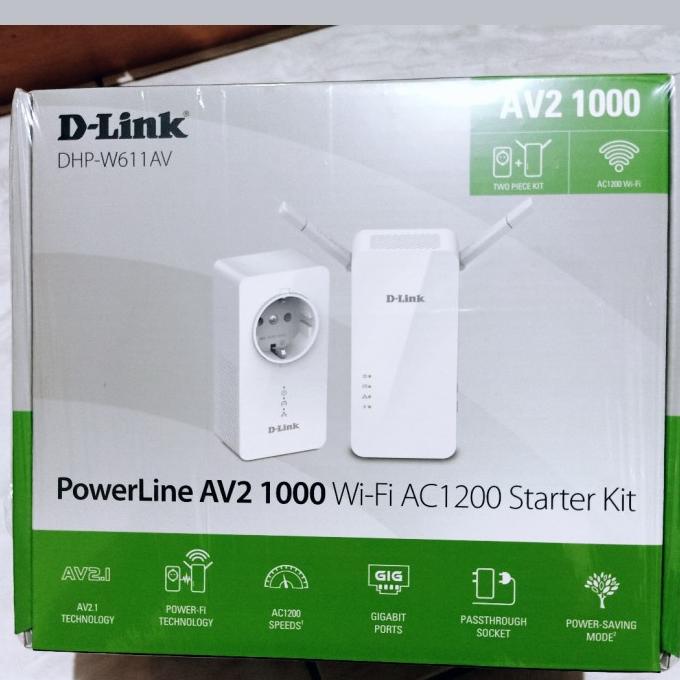Dlink Dhp-P611Av+W611Av Av2 1000 Ac1200 Powerline Extender + Wireless