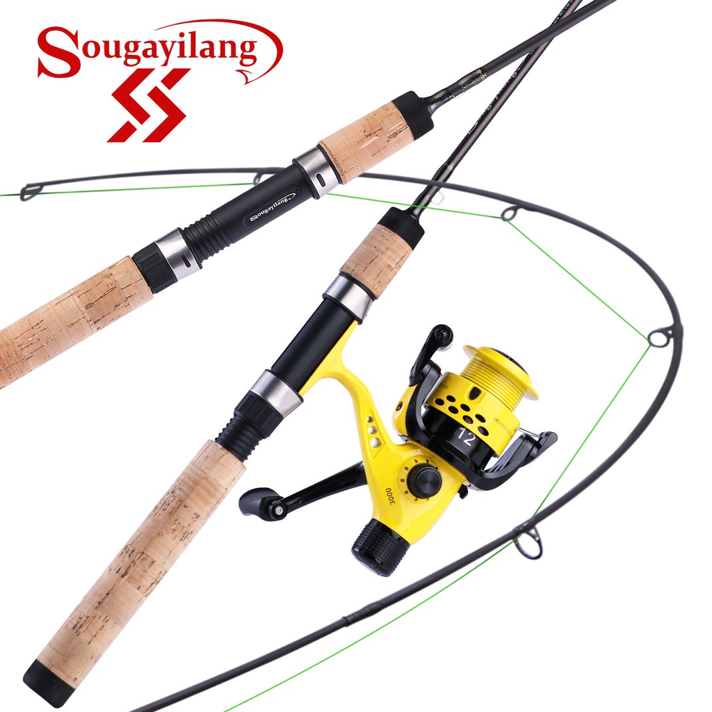 Sougayilang Spinning Fishing Rod Spinning Fishing Reel Set Fishing Combo 1 7m 2 4m 2 Sections Fishing Rod Super Light Soft Cork Handle Fishing Pole 5 5 1 12bb Carp Spinning Fishing Reel Set Gulungan Pancing Joran