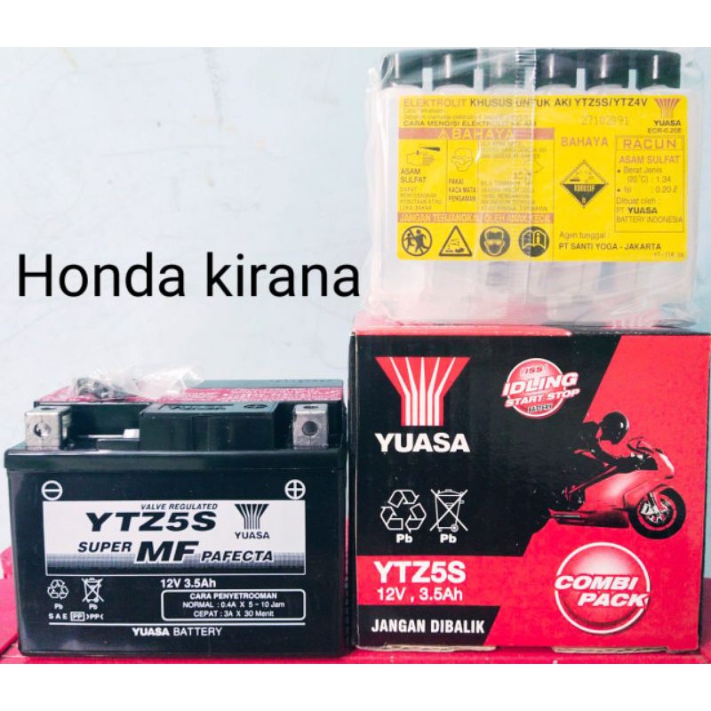 Aki YUASA Type MTZ5S untuk Motor Honda Kirana