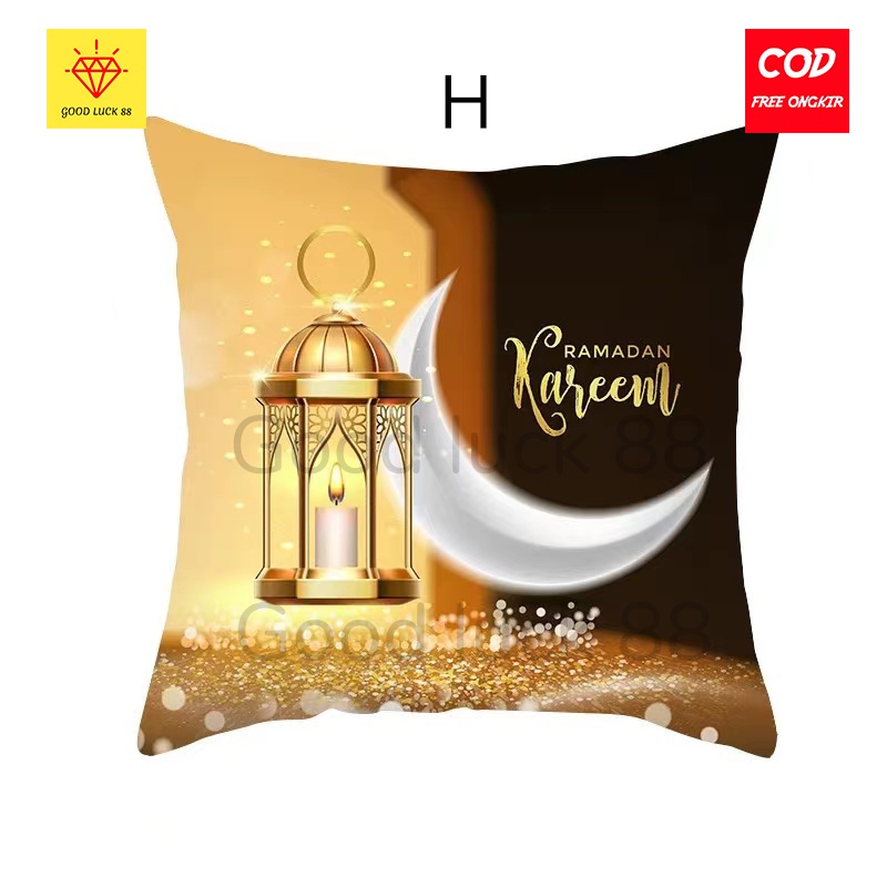 Sarung Bantal Ramadhan Lebaran Idul Fitri Ukuran 40x40 / 45x45 Motif Muslim Ramadhan Kareem EID Mubarak GARANSI Bahan Kain Lembut Import