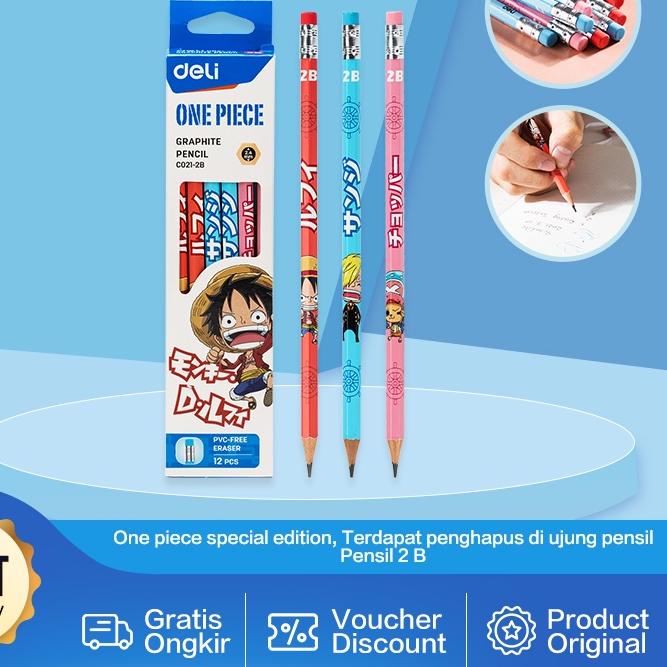 

(TERLARI⚡) Deli One Piece Graphit Pencil / Pensil Kayu Grafit 2B Lucu Kartun One Piece Free Penghapus 12 Pcs / Box EC021-2B produck terbaik