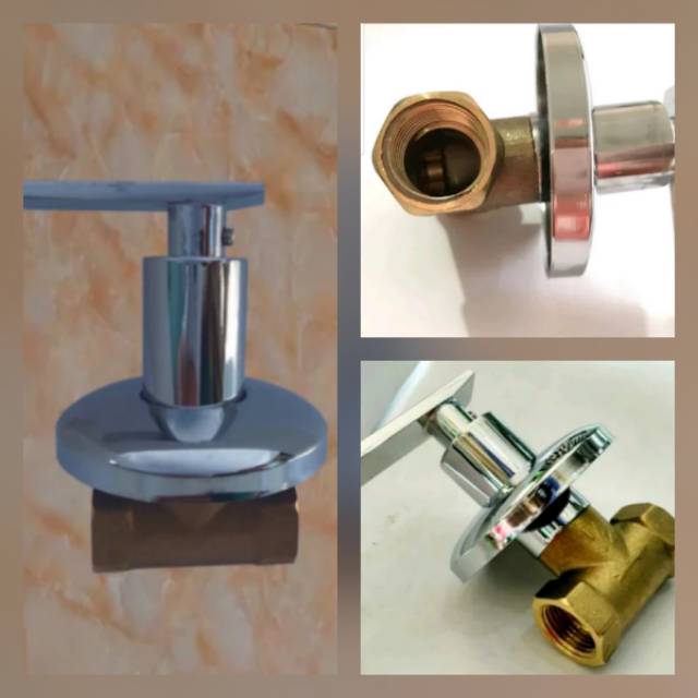 Stop Kran Tanam Kuningan Asli  - Kran Shower Mandi Tembok - Concealed Shower Valve