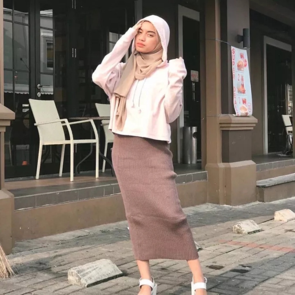 Rok Span Plisket Best Seller | Rok Kerja Wanita Plisket termurah