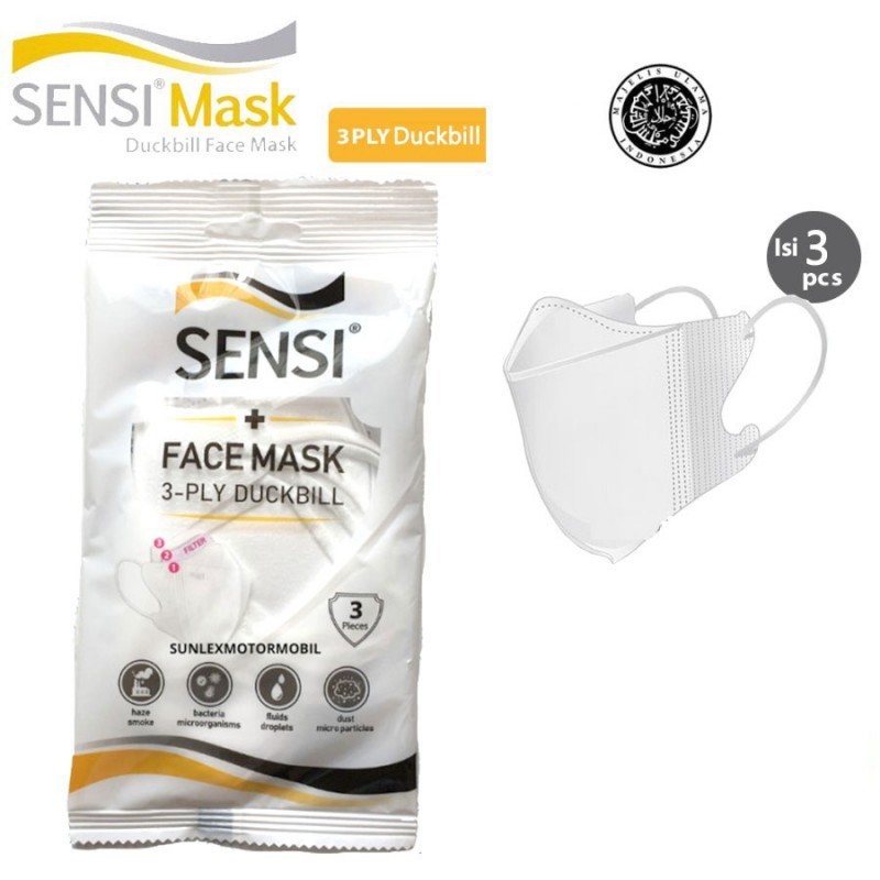 Masker Sensi Duckbill 3ply Face Mask Earloop Original Sachet isi 3 pcs