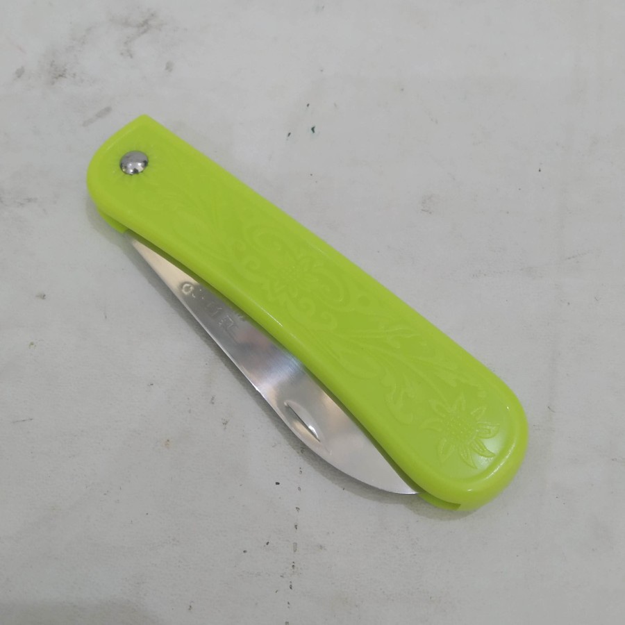 Pisau Lipat Kecil Mini Folding Knife Stainless Gagang Plastik Kecil