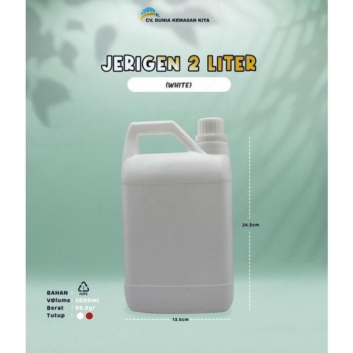 Jerigen plastik 2 Liter 1 PACK isi 32 pcs - Putih