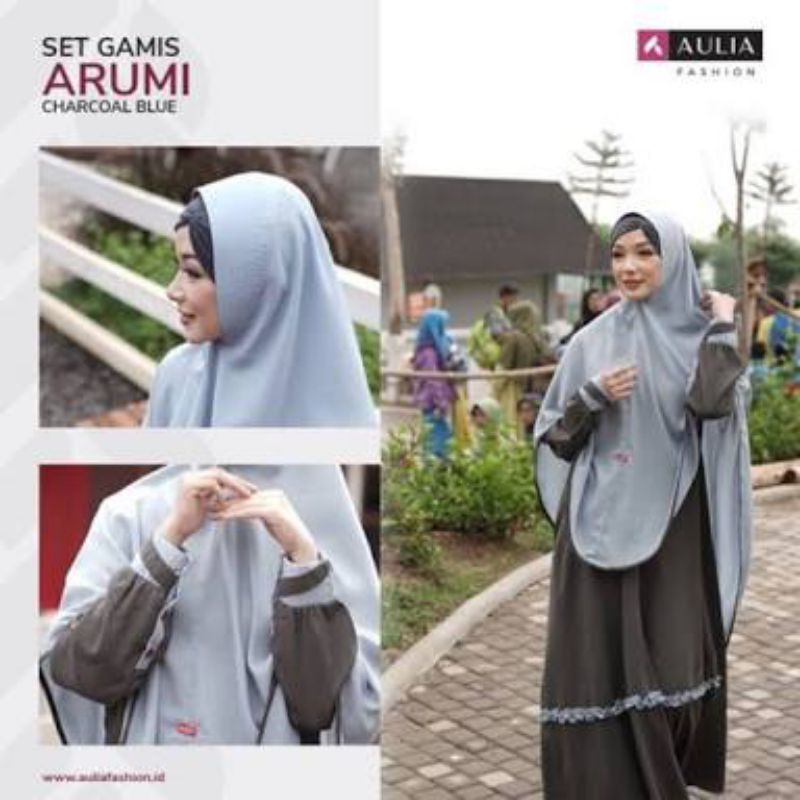 Aulia Fashion Gamis Terbaru Arumi charchoal Ori Original Syari