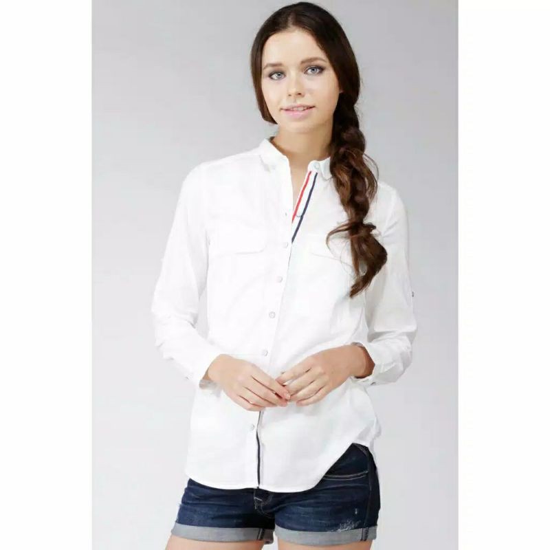 logo jeans- Arrow white shirt/kemeja logo warna putih