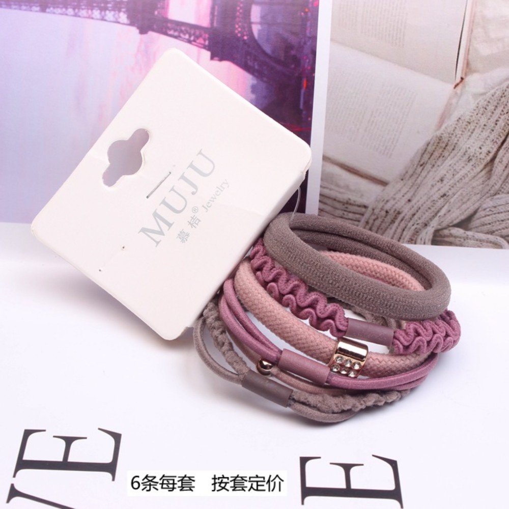 MURMURE.ID | IKAT KARET RAMBUT KOREA MIX PATTERN SET 6 PCS IKAT RAMBUT MUJU HA050-2