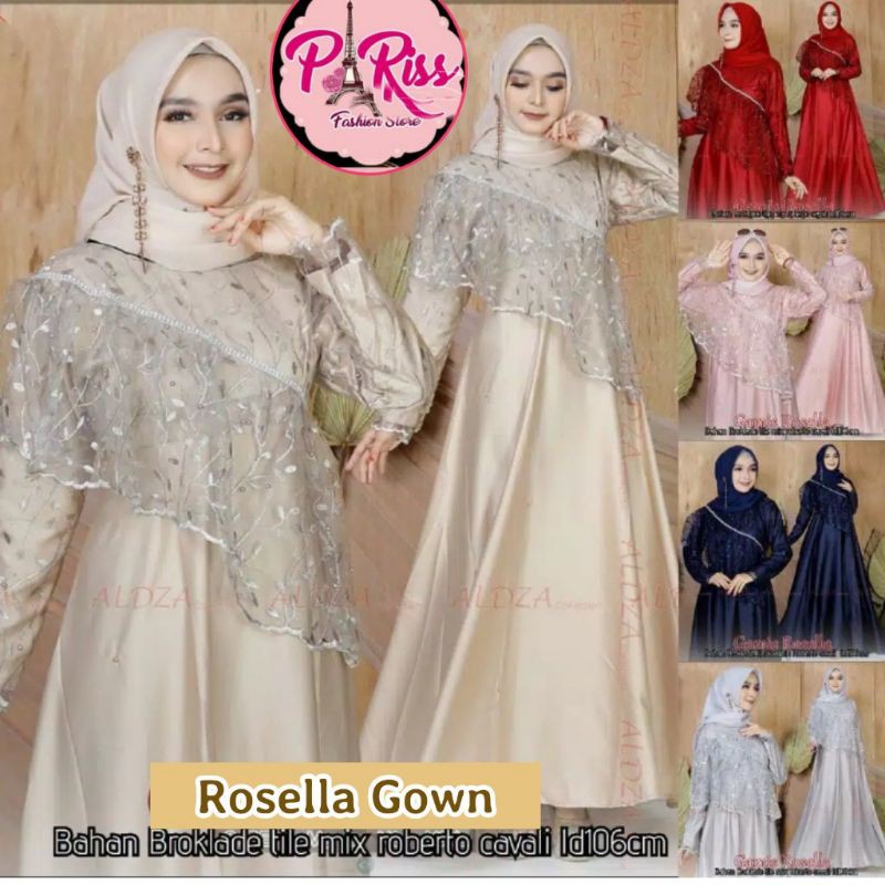 ROSELLA GOWN BAHAN BRUKLAT TILE MIX ROBERTO CAVALI LD 106