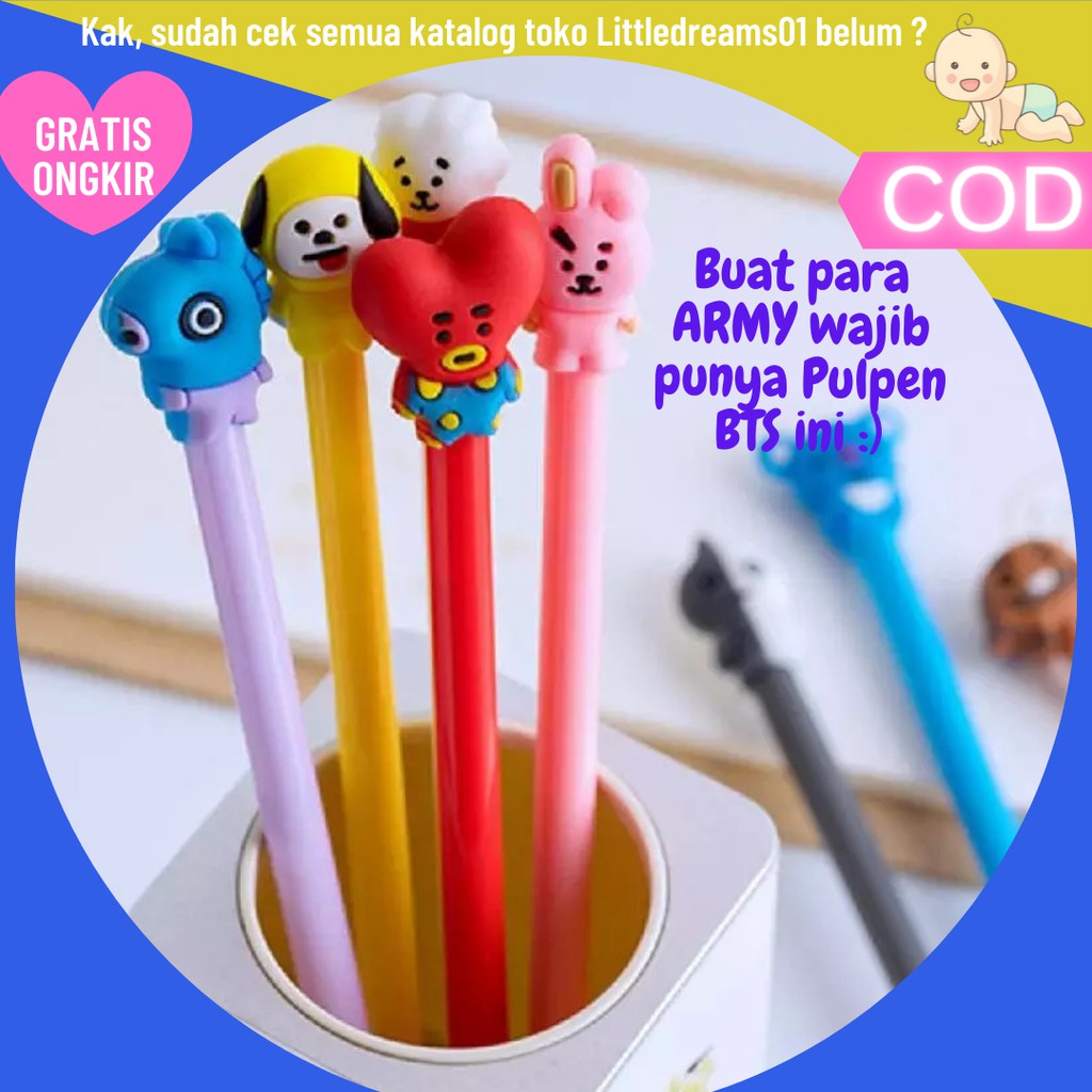 

Pulpen BT21 / Pena BTS / Bulpen Kpop / Bolpoin Karakter / Bolpen Lucu / Akseoris Bangtan Army / Pen 0.5mm Murah Import Grosir Reseller COD