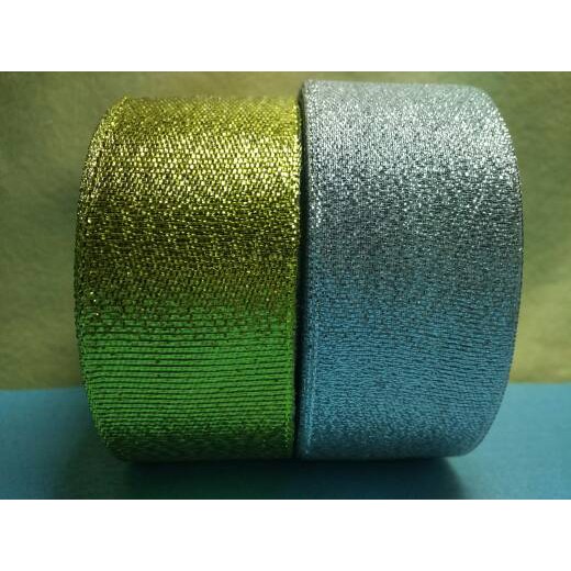 pita kain mas perak, pita gliter mas silver 4cm